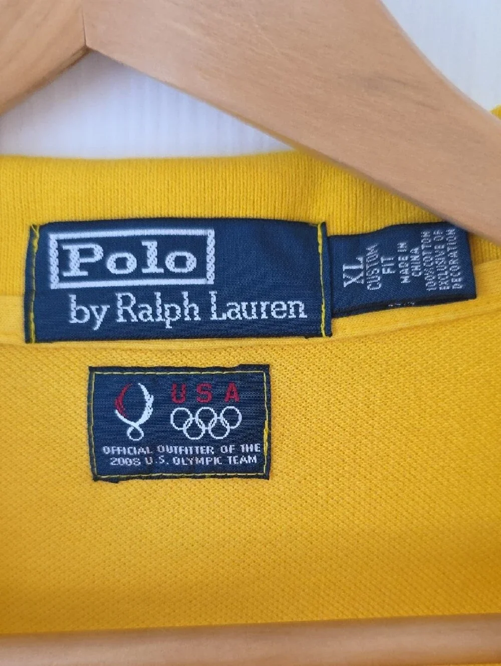 Polo by Ralph Lauren Yellow USA Beijing 2008 Olympics Polo Shirt Men's Size Xl